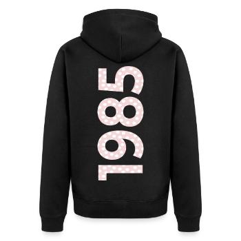 41. GEBURTSTAG 1985 PUNKTE - Unisex Premium Bio Zip Hoodie - Schwarz - Hinten - Nico (187cm)
