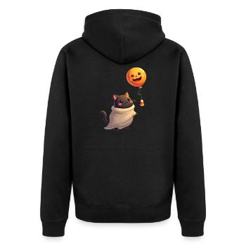 Chat d’Halloween avec citrouille d’Halloween - Veste à capuche bio Premium Unisexe - noir - Dos - Nico (187cm)
