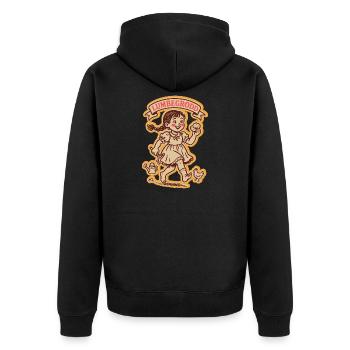 Badische Lumbegrodd - Unisex Premium Bio Zip Hoodie - Schwarz - Hinten - Nico (187cm)