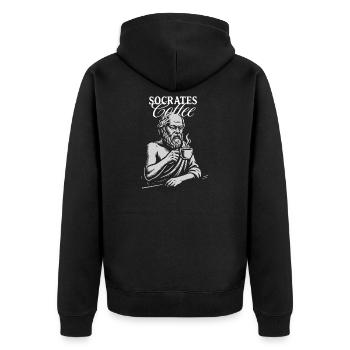 Socrates Coffee Portrait - Unisex Premium Organic Zip Hoodie - black - Back - Nico (187cm)