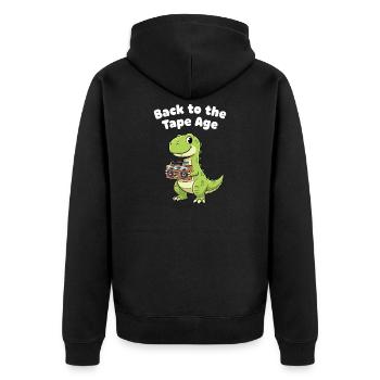 Dino Retro Tape Era - Unisex Premium Organic Zip Hoodie - black - Back - Nico (187cm)