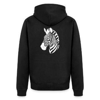 Zebra Zebrakopf T-shirt Geschenk - Unisex Premium Bio Zip Hoodie - Schwarz - Hinten - Nico (187cm)