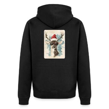 Reindeer Deer Antlers Reindeer Vintage Christmas - Unisex Premium Organic Zip Hoodie - black - Back - Nico (187cm)
