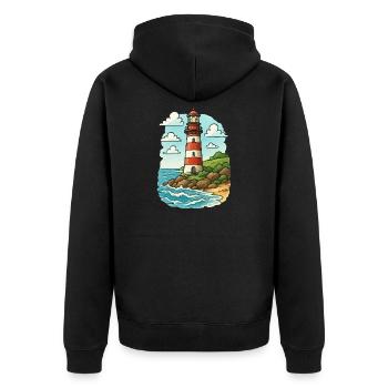 Phare sur le sentier côtier - Veste à capuche bio Premium Unisexe - noir - Dos - Nico (187cm)