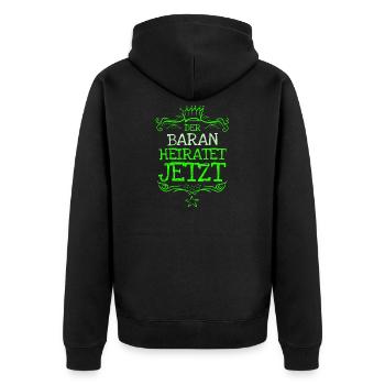 Gift for Baran - Unisex Premium Organic Zip Hoodie - black - Back - Nico (187cm)