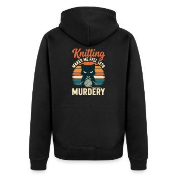 Stricken lässt mich weniger mörderisch fühlen, lustiges Basteln De - Unisex Premium Bio Zip Hoodie - Schwarz - Hinten - Nico (187cm)