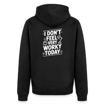Ich fühle mich heute nicht sehr beschäftigt - Unisex Premium Bio Zip Hoodie - Schwarz - Hinten - Nico (187cm)