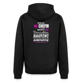 Stolze Chefin verrückter Haufen Chefin Geschenke - Unisex Premium Organic Zip Hoodie - black - Back - Nico (187cm)