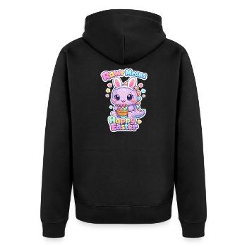 Bunnies Kids Easter Rawr Dino Happy Easter - Unisex Premium Organic Zip Hoodie - black - Back - Nico (187cm)