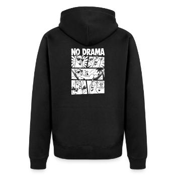 No Drama Lama Comic Design - Unisex Premium Bio Zip Hoodie - Schwarz - Hinten - Nico (187cm)