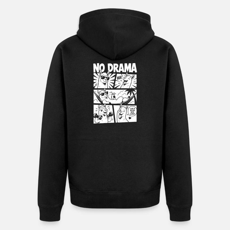 No Drama Lama Comic Design - Unisex Premium Bio Zip Hoodie - Schwarz