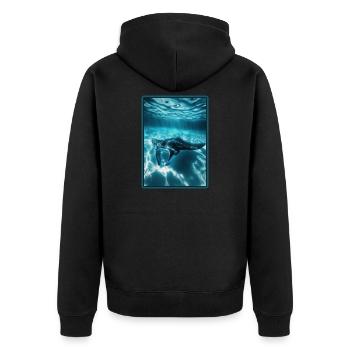 Rochen Mantarochen - Unisex Premium Bio Zip Hoodie - Schwarz - Hinten - Nico (187cm)