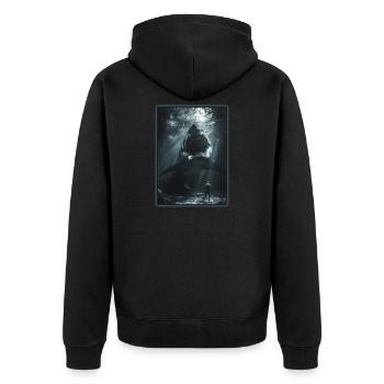 Grand requin blanc Grand requin blanc - Veste à capuche bio Premium Unisexe - noir - Dos - Nico (187cm)
