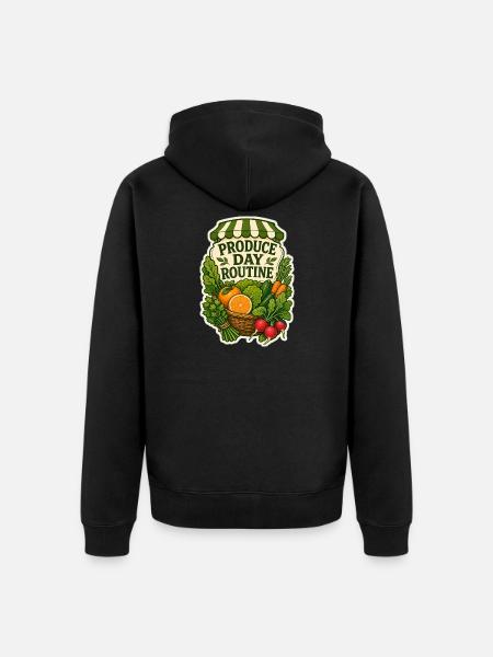 PRODUCE DAY ROUTINE - Unisex Premium Organic Zip Hoodie - black