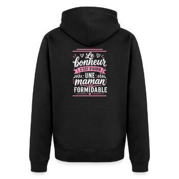 Le bonheur c'est d'avoir une maman formidable - Veste à capuche bio Premium Unisexe - noir - Dos - Nico (187cm)