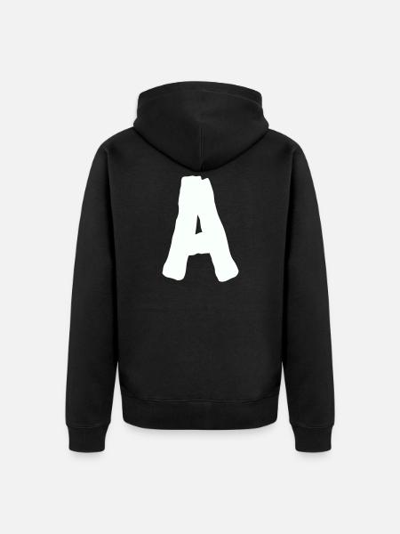 buchstabe_A- - Unisex Premium Bio Zip Hoodie - Schwarz