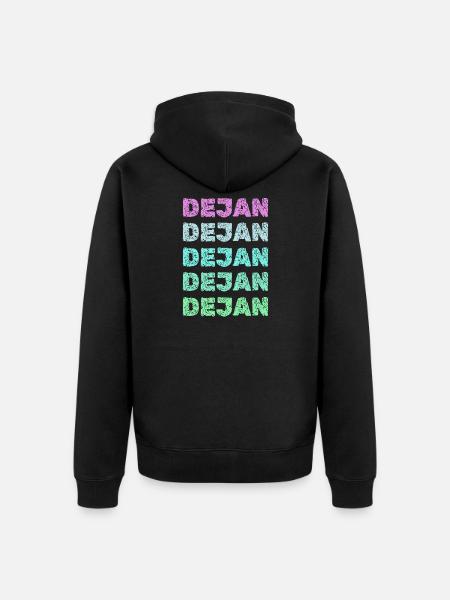 Dejan Gradient Grunge Schriftzug - Unisex Premium Bio Zip Hoodie - Schwarz