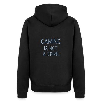 Gaming is not a crime - Unisex Premium Bio Zip Hoodie - Schwarz - Hinten - Nico (187cm)