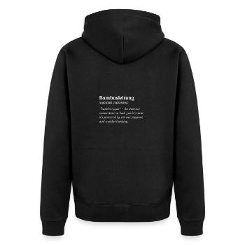 Bambusleitung Lustige Deutsche Redewendung - Unisex Premium Bio Zip Hoodie - Schwarz - Hinten - Nico (187cm)