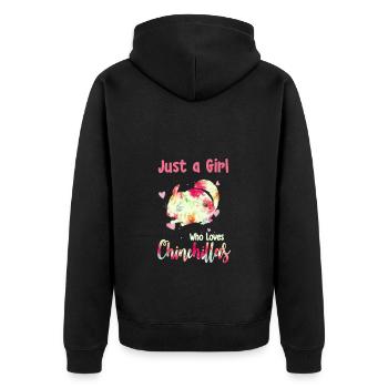 Just a Girl who loves Chinchillas - Unisex Premium Bio Zip Hoodie - Schwarz - Hinten - Nico (187cm)