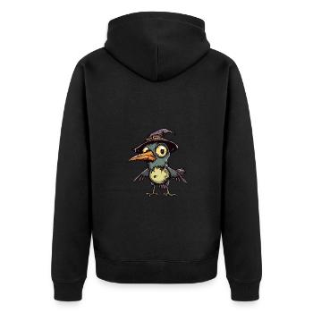 Kolibri Vogel Halloween Lustig Zombie - Unisex Premium Bio Zip Hoodie - Schwarz - Hinten - Nico (187cm)