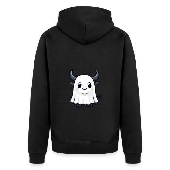 Stier Halloween Lustig Geist - Unisex Premium Bio Zip Hoodie - Schwarz - Hinten - Nico (187cm)