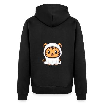 Tigre Halloween Drôle Fantôme - Veste à capuche bio Premium Unisexe - noir - Dos - Nico (187cm)