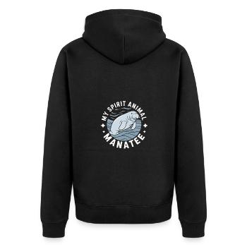Manatee mein Spirit - ich liebe Manatees Dugong - Unisex Premium Bio Zip Hoodie - Schwarz - Hinten - Nico (187cm)
