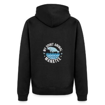 Manatee mein Spirit - ich liebe Manatees Dugong - Unisex Premium Bio Zip Hoodie - Schwarz - Hinten - Nico (187cm)