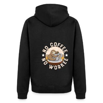 Sloth No Coffee no Work - Unisex Premium Organic Zip Hoodie - black - Back - Nico (187cm)