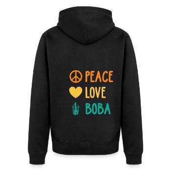 Peace Love Boba Graphic Tea Lover Tea Drinker Bubb - Unisex Premium Bio Zip Hoodie - Schwarz - Hinten - Nico (187cm)