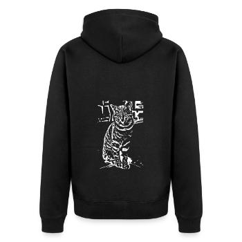 Katze weiß weiße Katzen Kätzchen cute Geschenk - Unisex Premium Bio Zip Hoodie - Schwarz - Hinten - Nico (187cm)