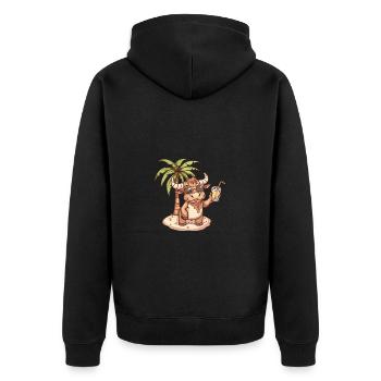 Taurus Summer Beach Comic - Unisex Premium Organic Zip Hoodie - black - Back - Nico (187cm)