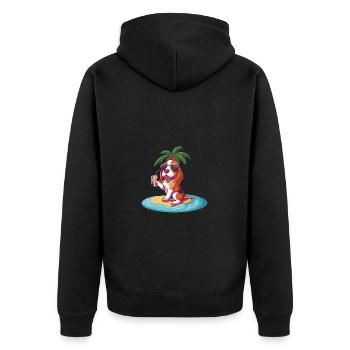 Beagle Dog Summer Beach Comic - Unisex Premium Organic Zip Hoodie - black - Back - Nico (187cm)