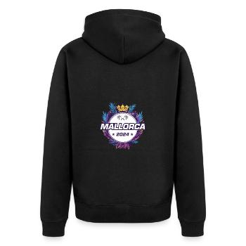 Mallorca 2024 - Unisex Premium Bio Zip Hoodie - Schwarz - Hinten - Nico (187cm)