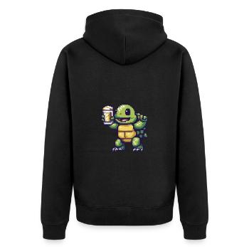 Tortue bière pixel - Veste à capuche bio Premium Unisexe - noir - Dos - Nico (187cm)