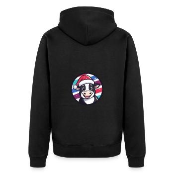 Cow Christmas Christmas - Unisex Premium Organic Zip Hoodie - black - Back - Nico (187cm)