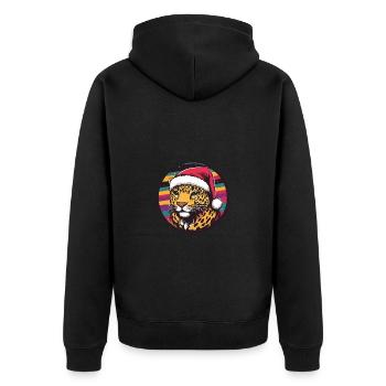 Léopard Weihnachten Noël - Veste à capuche bio Premium Unisexe - noir - Dos - Nico (187cm)