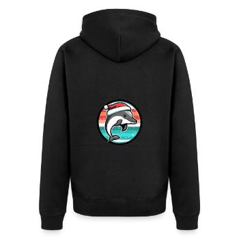 Dolphin Christmas Christmas - Unisex Premium Organic Zip Hoodie - black - Back - Nico (187cm)