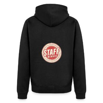 Staff Member - Unisex Premium Organic Zip Hoodie - black - Back - Nico (187cm)