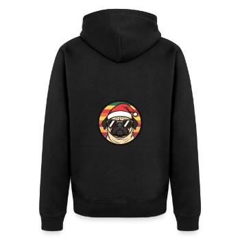 Carlin Chien Noël Cool - Veste à capuche bio Premium Unisexe - noir - Dos - Nico (187cm)
