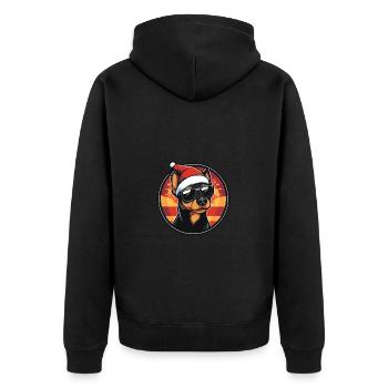 Pinscher Hund Weihnachten Cool - Unisex Premium Bio Zip Hoodie - Schwarz - Hinten - Nico (187cm)