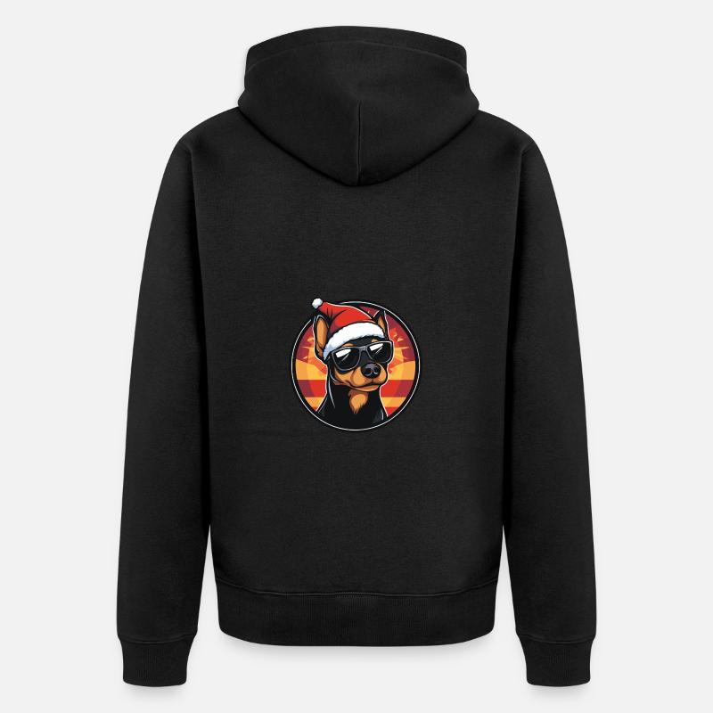 Pinscher chien Noël cool - Veste à capuche bio Premium Unisexe - noir