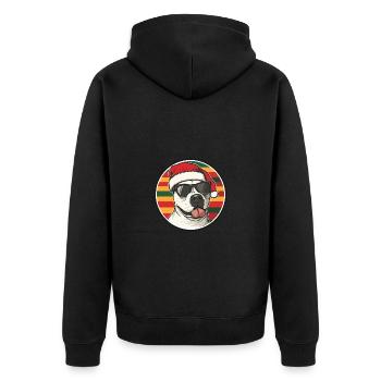 Bull Terrier Dog Christmas Cool - Unisex Premium Organic Zip Hoodie - black - Back - Nico (187cm)