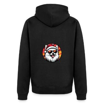 Zwergspitz Hund Weihnachten Cool Pomeranian - Unisex Premium Bio Zip Hoodie - Schwarz - Hinten - Nico (187cm)
