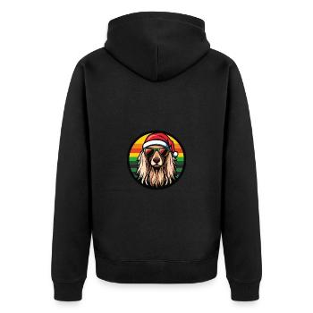 Afghan Hound Hund Weihnachten Cool - Unisex Premium Bio Zip Hoodie - Schwarz - Hinten - Nico (187cm)