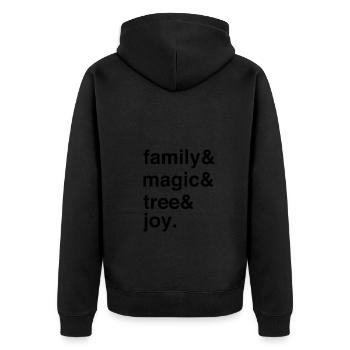 Holiday Joy with Family and Christmas Tree - Unisex Premium Bio Zip Hoodie - Schwarz - Hinten - Nico (187cm)
