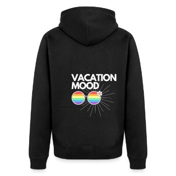 Vacation mood on summer travel Geschenkidee - Unisex Premium Bio Zip Hoodie - Schwarz - Hinten - Nico (187cm)