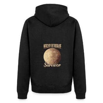 Funny Mercury Retrograde Survivor For Astrology - Unisex Premium Organic Zip Hoodie - black - Back - Nico (187cm)