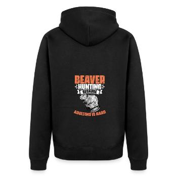 Beaver Hunting Funny Adulting Beaver Trapping - Unisex Premium Bio Zip Hoodie - Schwarz - Hinten - Nico (187cm)